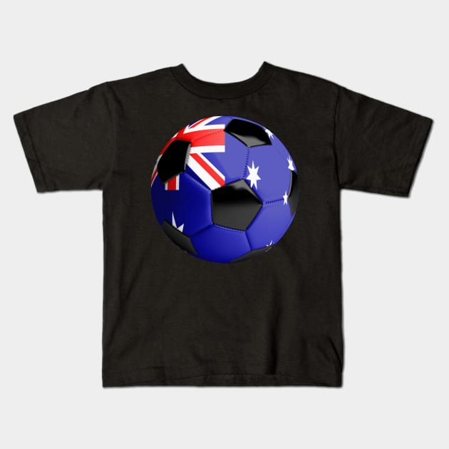 Australia Flag Soccer Ball Kids T-Shirt by reapolo